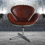 定制铝皮复古工业风家具太空油蜡皮天鹅椅 金属做旧大师休闲椅