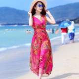波西米亚连衣裙女夏天泰国海边度假大码显瘦雪纺碎花长裙沙滩裙子
