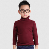 韩版潮新款高领儿童男童长袖T恤中大童内衣棉纯色柔软打底衫