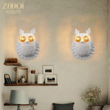 现代简约创意个性灯具客厅餐厅过道卧室床头灯树脂猫头鹰双头壁灯