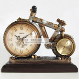包邮欧式复古座钟/坐钟/带温度计台式桌钟创意自行车台钟个性摆钟