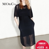 MO&Co.摩安珂 连衣裙长裙夏季双层收腰透视裙MA152SKT20moco