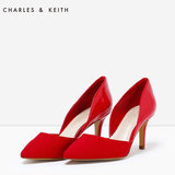 CHARLES&KEITH低帮鞋 CK1-60360888 尖头女单鞋漆皮高跟鞋