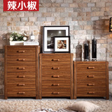 辣小椒 现代中式乌金木色纯实木家具客厅斗柜 简约实用抽屉柜斗厨