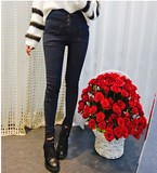 韩国进口正品14年女时尚休闲包身弹力超显瘦高腰小脚加厚牛仔裤