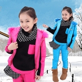 清仓童装女童冬装保暖卫衣三件套2016款套装儿童韩版中大童套装潮
