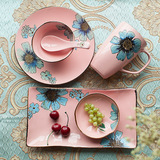 景德镇陶瓷器欧式创意餐具骨瓷彩色餐具套装碗碟套装盘子结婚礼物