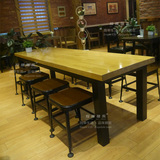 特价欧美风格美式乡村loft铁艺实木复古餐桌椅 老松木做旧工作台