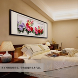 国画牡丹画装饰画 风水画六尺横幅花开富贵餐厅卧室客厅手绘中式