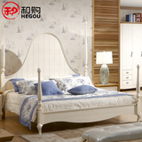 和购家具 地中海床 美式四柱床白色实木床高箱储物床欧式床CMB-02