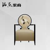 新中式实木单人椅现代中式布艺沙发椅创意形象酒店会所洽谈休闲椅