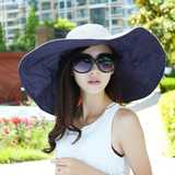 夏季女士大沿遮阳帽子可折叠防晒沙滩帽韩版户外防晒防紫外线帽女