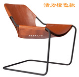 简约现代不锈钢真皮躺椅 设计师个性休闲椅子 北欧户外椅子