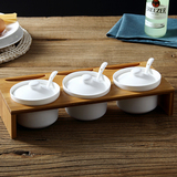 日式和风厨房用品陶瓷调味罐套装宜家创意调料佐料盒瓶盐糖罐竹木