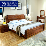 金丝胡桃木床全实木床现代中式家具婚床双人床气压高箱体储物619