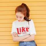 韩国代购进口正品女装513 少女心复活LIKE字母短袖T恤白色上衣