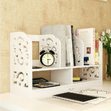 桌上小书架 白色创意环保简易雕花办公客厅卧室置物架 桌面收纳架