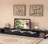 大理石电视柜茶几小户型简约现代黑色橡木实木贴皮可伸缩电视柜