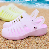 2016夏季罗马果冻鞋玛丽珍坡跟洞洞鞋包头镂空凉拖鞋女凉鞋沙滩鞋