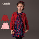 安奈儿女童装秋冬款 正品 全开衫棉线外套上衣AG434343