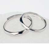 S925银开口情侣戒指指环日韩创意时尚男女可调节对戒菱形饰品包邮