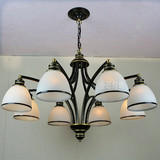 美式吊灯 简约欧式枝形创意复古铁艺吊灯餐厅客厅卧室书房灯具