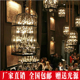 美式铁艺吊灯 复古鸟笼水晶客厅酒店别墅灯 创意个性酒吧咖啡厅灯