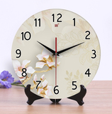 承沁包邮12寸陶瓷钟表创意时钟客厅超静音挂钟座钟两用古典玉兰花