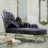 美式贵妃椅 新古典躺椅 欧式实木雕花布艺 卧室休闲沙发床/美人榻