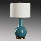 现代新中式蓝绿色高档陶瓷装饰台灯 美式简欧客厅卧室床头样板房
