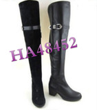 哈森贝拉正品代购2015真皮过膝长靴女粗跟高筒靴中跟女靴HA48452