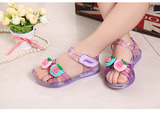 全场紫色流苏夏季儿童跳舞水晶鞋公主鞋女童平底塑料凉鞋女宝宝鞋
