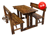 厂家包邮 户外桌椅组合/户外啤酒广场/防腐碳化实木户外桌椅套件