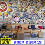 欧式瓷砖石头砖纹大型壁画酒吧ktv咖啡厅复古民族花纹墙纸壁纸
