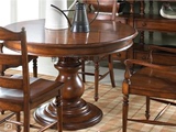 美式乡村实木圆餐桌 简约现代可拉伸餐桌椅组合 美式家具实木定制