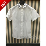 GXG男装正品夏装新款 男士时尚白色修身型休闲短袖衬衫52223062