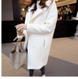 香港代购2015秋冬新品韩版中长款羊毛呢外套女宽松显瘦茧型呢大衣