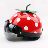 草莓卡通 摩托车头盔哈雷头盔夏盔可爱半盔四季通用头盔 女
