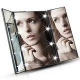 LED三面镜折叠便携公主镜子带灯随身化妆镜台式美容镜台面梳妆镜