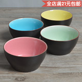 5.5英寸创意个性亚光黑艺术冰裂釉 日式陶瓷碗 情侣碗 米饭碗家用