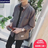 2016夏季新款男士韩版宽松纯色长袖衬衫男 青少年休闲衬衣外套潮