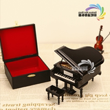意生日礼物钢琴模型摆件大尺寸刻字木质八音盒钢琴音乐盒木质创