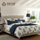 简欧宫庭布床 美式北欧欧式简约现代储物双人1.8米 小户型布艺床