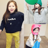 韩国新款童装儿童加绒卫衣女冬季女童宝宝长袖外套保暖运动打底衫