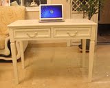 田园写字台书桌现代欧式风格电脑桌笔记本实木书桌白色烤漆小卧室