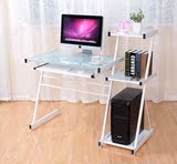 新品钢化玻璃电脑桌台式桌家用书桌书架组合 时尚办公桌写字台