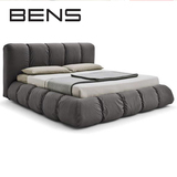 BENS奔斯 简约现代布艺床 高箱储物气压床 可拆洗布床 婚床9218
