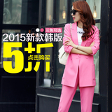 2015秋装新款韩版气质小西服中长款女套装长袖时尚两件套小西装ol