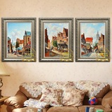 古典建筑欧洲街景油画欧式别墅玄关走廊挂画纯手绘威尼斯风景油画