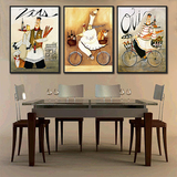 西餐厅装饰画厨房抽象卡通有框画酒店餐馆壁画挂画人物美食挂画